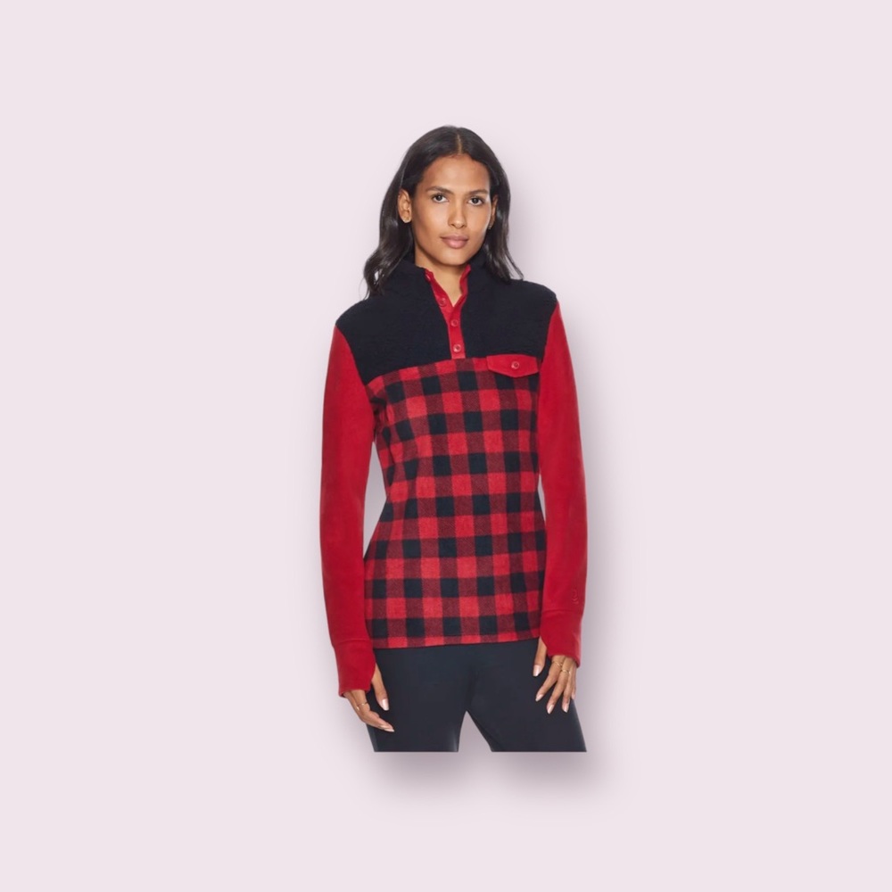 CUDDL DUDs Fleecewear Mixed Media Popover Mock Turtleneck & Legegging Siz Large
